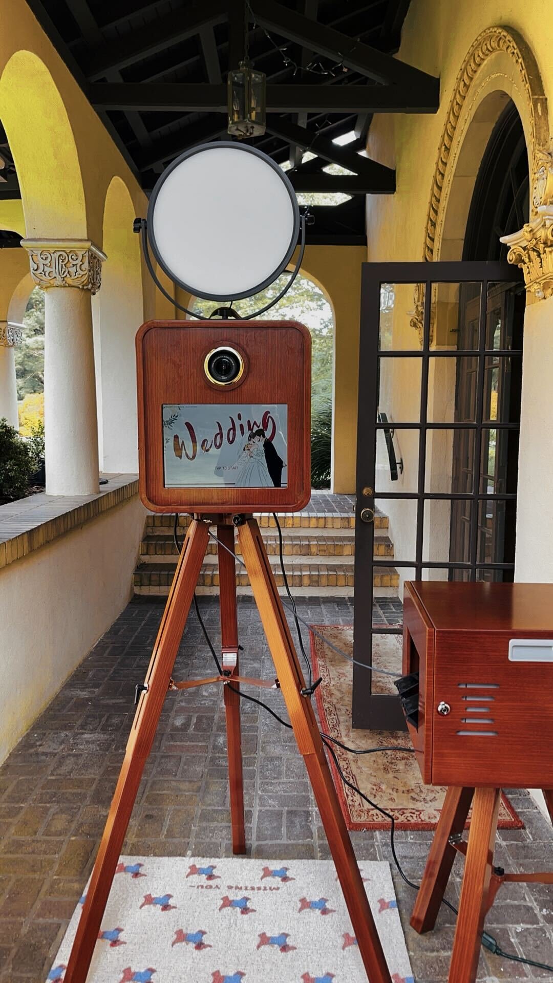 Vintage wooden Snapbooth photo booth ready for a celebration