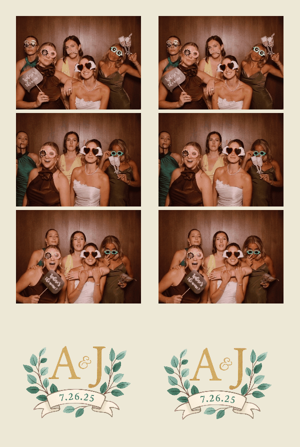 Animated wedding photo strips showing guests enjoying playful props